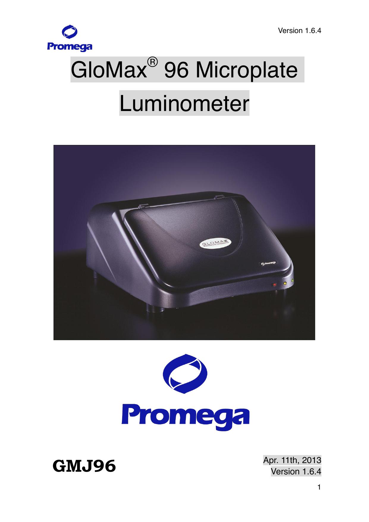 GloMax® 96 Microplate Luminometer 日本語(V1.6.4) Promega