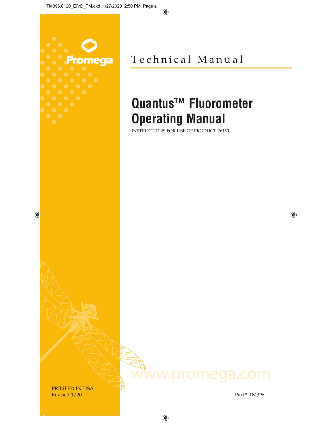 Quantus™ Fluorometer Operating Manual 英語(最新版) Promega